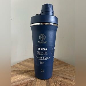 Takeya 24oz Blue Insulated Protein Shaker Water Bottle
